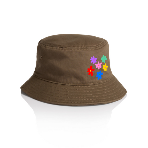Shuturp Flowers Bucket Hat by Lonely Kids Club. All clothing from our T-shirts to our shorts and hoodies are ethically made, and printed packed and shipped from Sydney.