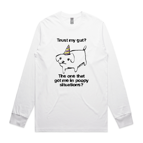 Trust My Gut Tee by Lonely Kids Club. All clothing from our T-shirts to our shorts and hoodies are ethically made, and printed packed and shipped from Sydney.