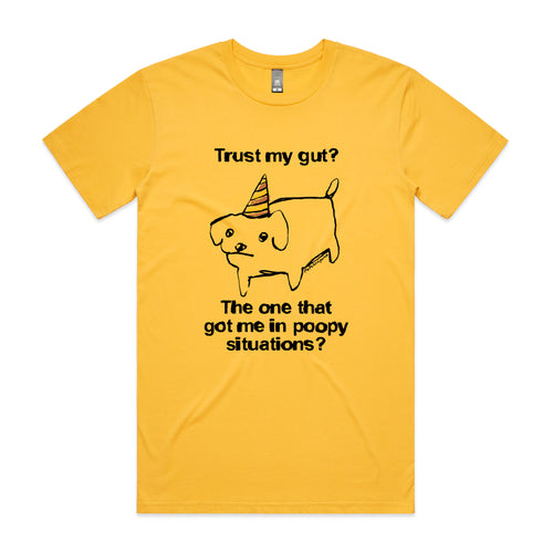 Trust My Gut Tee by Lonely Kids Club. All clothing from our T-shirts to our shorts and hoodies are ethically made, and printed packed and shipped from Sydney.