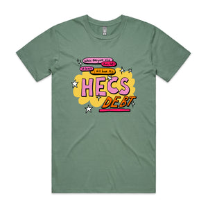 HECS Debt Tee by Lonely Kids Club. All clothing from our T-shirts to our shorts and hoodies are ethically made, and printed packed and shipped from Sydney.