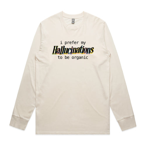 Hallucinations Tee by Lonely Kids Club. All clothing from our T-shirts to our shorts and hoodies are ethically made, and printed packed and shipped from Sydney.