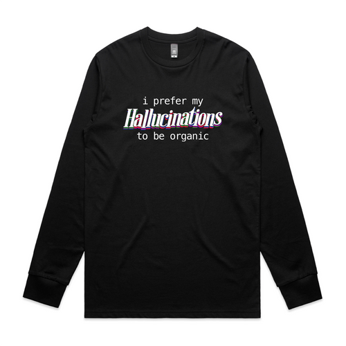 Hallucinations Tee by Lonely Kids Club. All clothing from our T-shirts to our shorts and hoodies are ethically made, and printed packed and shipped from Sydney.