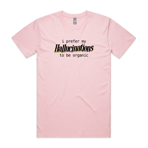 Hallucinations Tee by Lonely Kids Club. All clothing from our T-shirts to our shorts and hoodies are ethically made, and printed packed and shipped from Sydney.