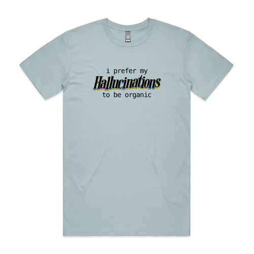 Hallucinations Tee by Lonely Kids Club. All clothing from our T-shirts to our shorts and hoodies are ethically made, and printed packed and shipped from Sydney.