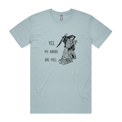 Hands Are Full Tee by Lonely Kids Club. All clothing from our T-shirts to our shorts and hoodies are ethically made, and printed packed and shipped from Sydney.