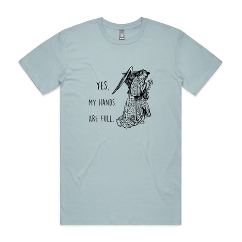 Hands Are Full Tee by Lonely Kids Club. All clothing from our T-shirts to our shorts and hoodies are ethically made, and printed packed and shipped from Sydney.