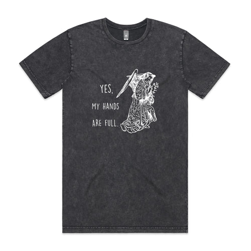 Hands Are Full Tee by Lonely Kids Club. All clothing from our T-shirts to our shorts and hoodies are ethically made, and printed packed and shipped from Sydney.