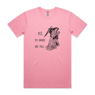 Hands Are Full Tee by Lonely Kids Club. All clothing from our T-shirts to our shorts and hoodies are ethically made, and printed packed and shipped from Sydney.