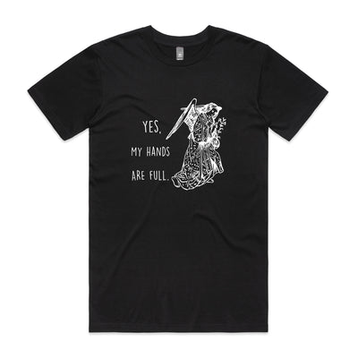 Hands Are Full Tee by Lonely Kids Club. All clothing from our T-shirts to our shorts and hoodies are ethically made, and printed packed and shipped from Sydney.