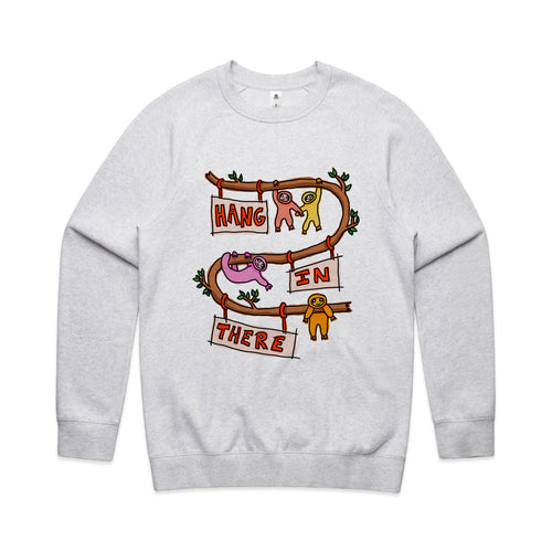 Hang In There Jumper by Lonely Kids Club. All clothing from our T-shirts to our shorts and hoodies are ethically made, and printed packed and shipped from Sydney.