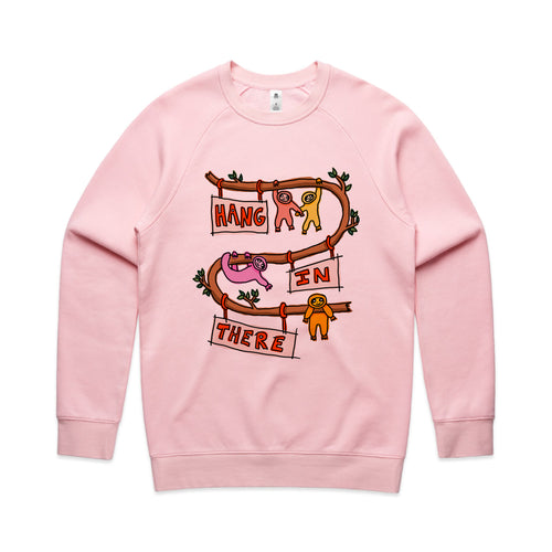 Hang In There Jumper by Lonely Kids Club. All clothing from our T-shirts to our shorts and hoodies are ethically made, and printed packed and shipped from Sydney.