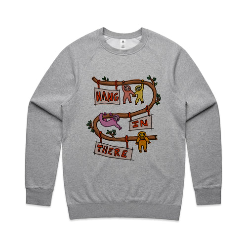 Hang In There Jumper by Lonely Kids Club. All clothing from our T-shirts to our shorts and hoodies are ethically made, and printed packed and shipped from Sydney.