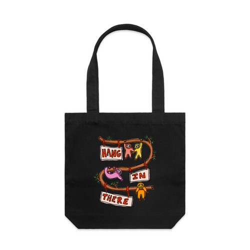 Hang In There Tote by Lonely Kids Club. All clothing from our T-shirts to our shorts and hoodies are ethically made, and printed packed and shipped from Sydney.
