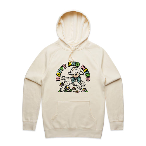 Happy And Weird Hoodie by Lonely Kids Club. All clothing from our T-shirts to our shorts and hoodies are ethically made, and printed packed and shipped from Sydney.