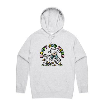 Happy And Weird Hoodie by Lonely Kids Club. All clothing from our T-shirts to our shorts and hoodies are ethically made, and printed packed and shipped from Sydney.