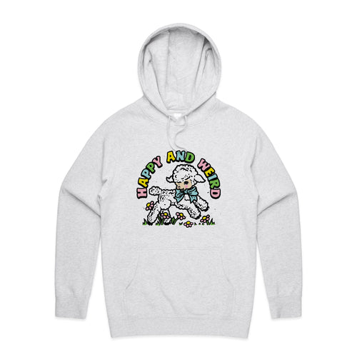 Happy And Weird Hoodie by Lonely Kids Club. All clothing from our T-shirts to our shorts and hoodies are ethically made, and printed packed and shipped from Sydney.