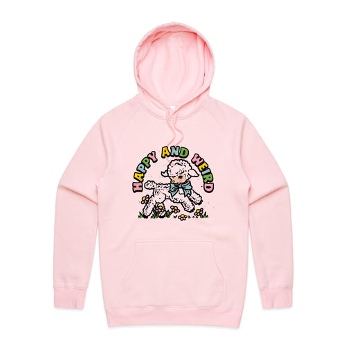 Happy And Weird Hoodie by Lonely Kids Club. All clothing from our T-shirts to our shorts and hoodies are ethically made, and printed packed and shipped from Sydney.