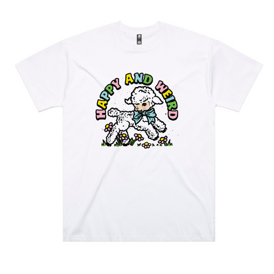 Happy And Weird Oversized Tee by Lonely Kids Club. All clothing from our T-shirts to our shorts and hoodies are ethically made, and printed packed and shipped from Sydney.
