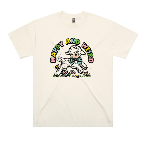Happy And Weird Oversized Tee by Lonely Kids Club. All clothing from our T-shirts to our shorts and hoodies are ethically made, and printed packed and shipped from Sydney.