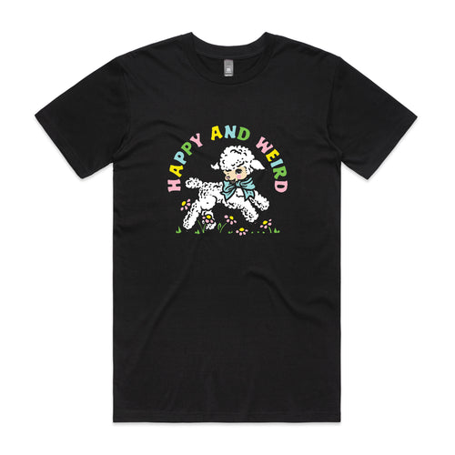 Happy And Weird Tee by Lonely Kids Club. All clothing from our T-shirts to our shorts and hoodies are ethically made, and printed packed and shipped from Sydney.
