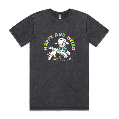 Happy And Weird Tee by Lonely Kids Club. All clothing from our T-shirts to our shorts and hoodies are ethically made, and printed packed and shipped from Sydney.