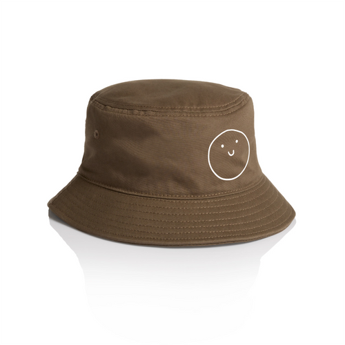 Happy Bucket Hat by Lonely Kids Club. All clothing from our T-shirts to our shorts and hoodies are ethically made, and printed packed and shipped from Sydney.