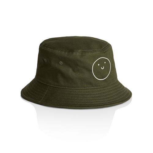 Happy Bucket Hat by Lonely Kids Club. All clothing from our T-shirts to our shorts and hoodies are ethically made, and printed packed and shipped from Sydney.