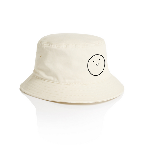 Happy Bucket Hat by Lonely Kids Club. All clothing from our T-shirts to our shorts and hoodies are ethically made, and printed packed and shipped from Sydney.