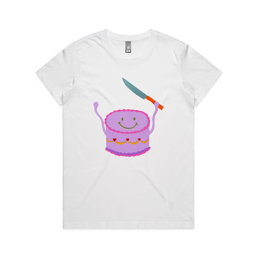 Happy Cake Tee by Lonely Kids Club. All clothing from our T-shirts to our shorts and hoodies are ethically made, and printed packed and shipped from Sydney.