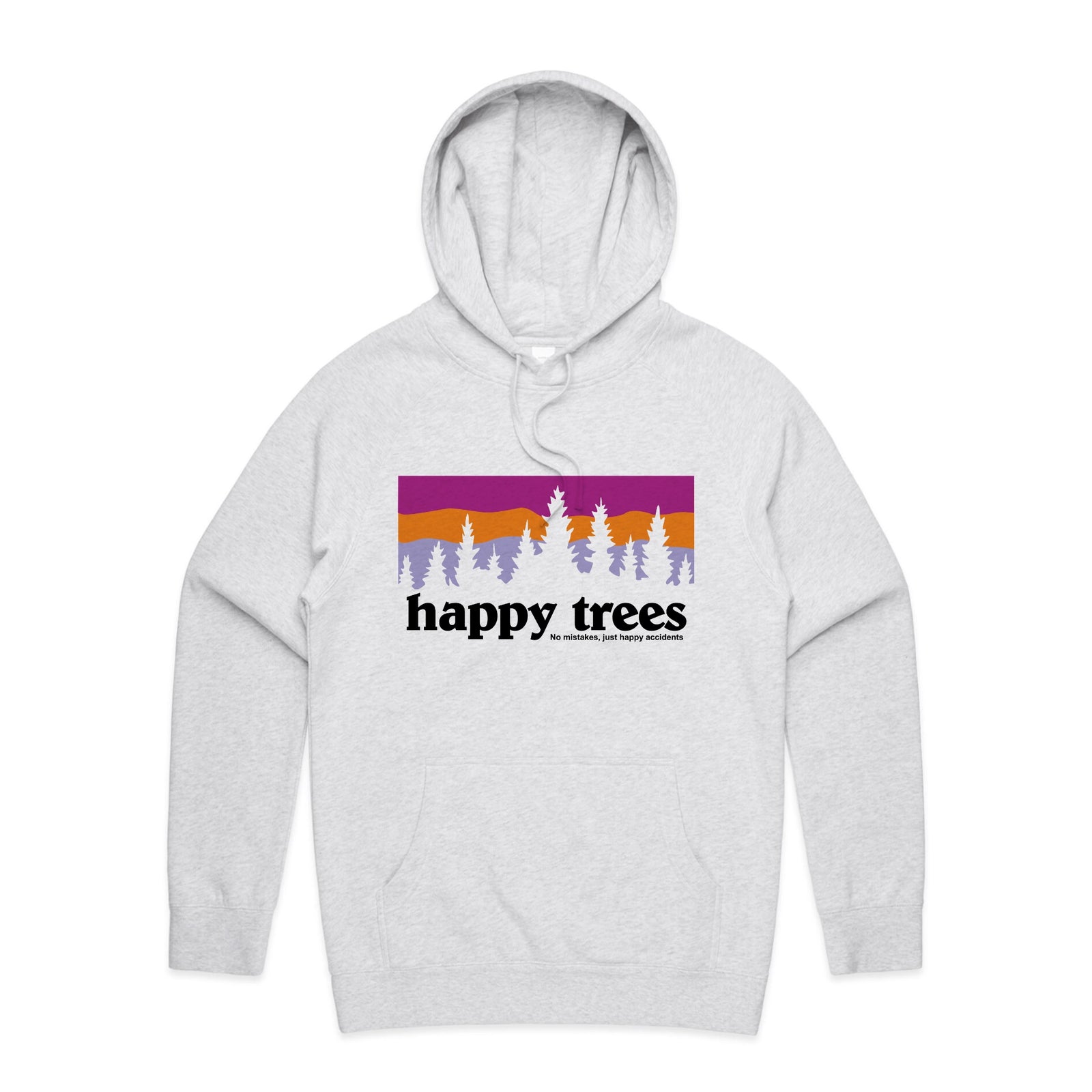 Happy Trees Hoodie by Lonely Kids Club. All clothing from our T-shirts to our shorts and hoodies are ethically made, and printed packed and shipped from Sydney.