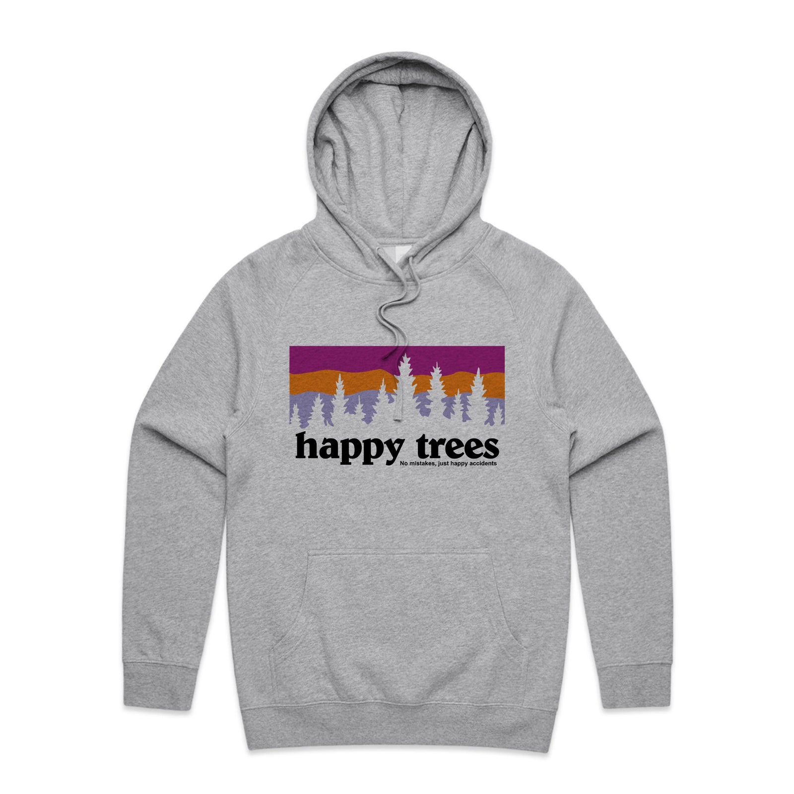 Happy Trees Hoodie by Lonely Kids Club. All clothing from our T-shirts to our shorts and hoodies are ethically made, and printed packed and shipped from Sydney.