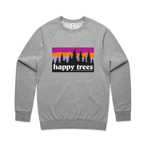 Happy Trees Jumper by Lonely Kids Club. All clothing from our T-shirts to our shorts and hoodies are ethically made, and printed packed and shipped from Sydney.