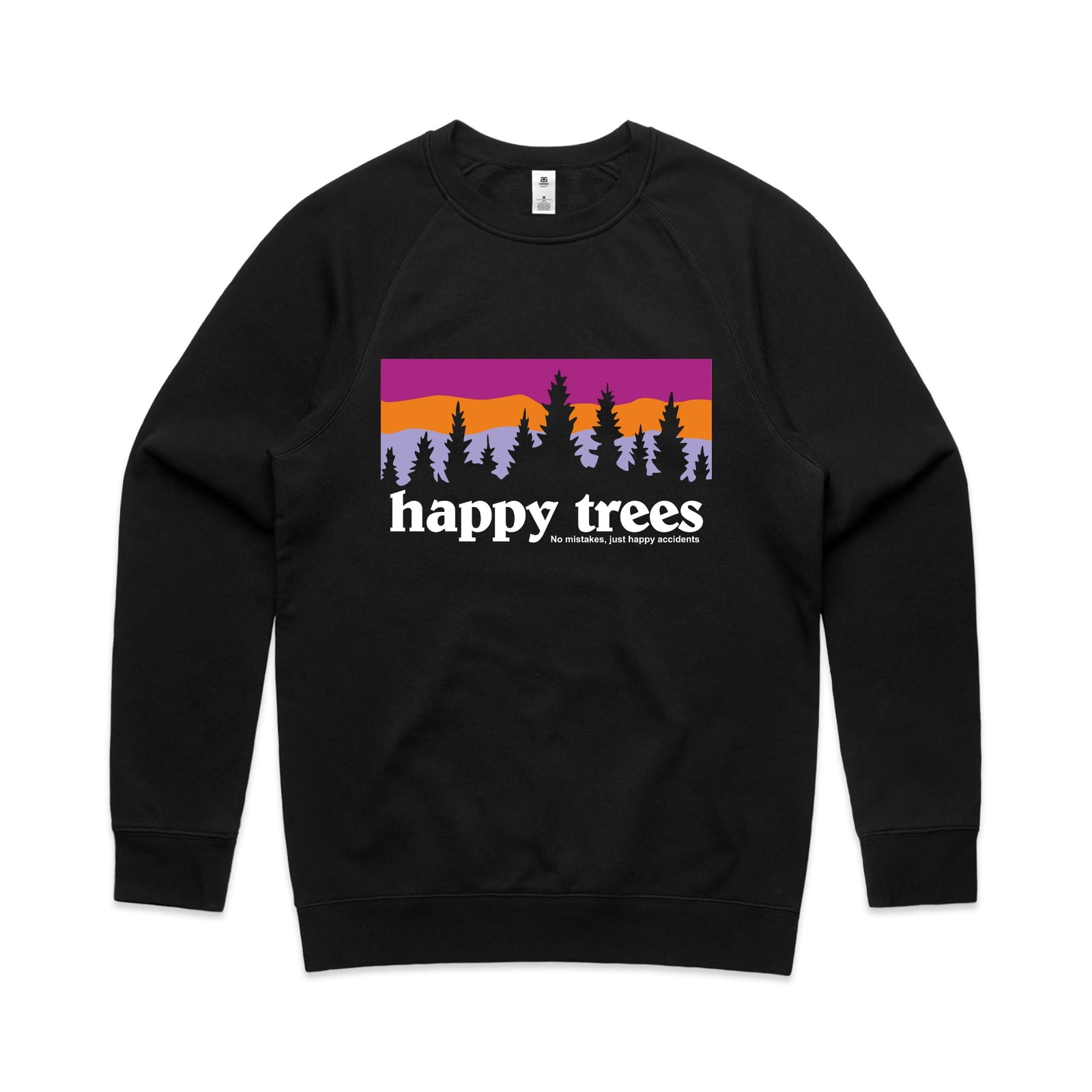 Happy Trees Jumper by Lonely Kids Club. All clothing from our T-shirts to our shorts and hoodies are ethically made, and printed packed and shipped from Sydney.