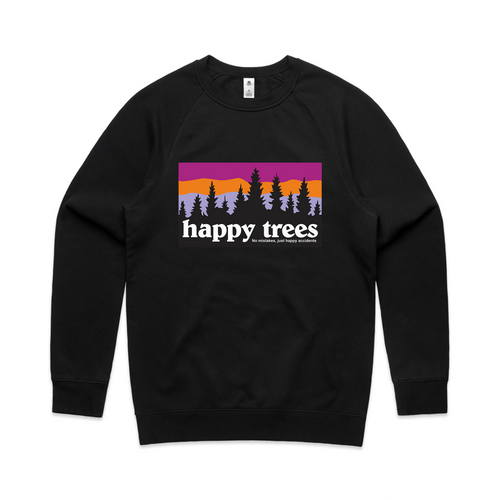 Happy Trees Jumper by Lonely Kids Club. All clothing from our T-shirts to our shorts and hoodies are ethically made, and printed packed and shipped from Sydney.