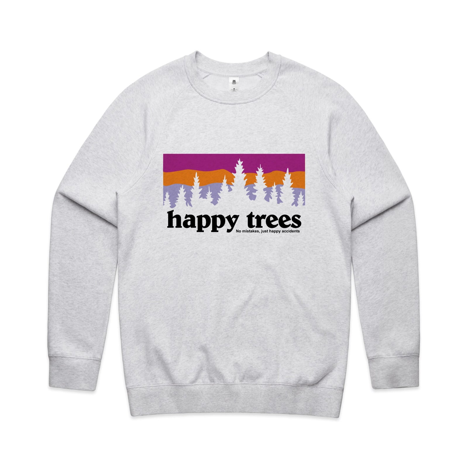 Happy Trees Jumper by Lonely Kids Club. All clothing from our T-shirts to our shorts and hoodies are ethically made, and printed packed and shipped from Sydney.