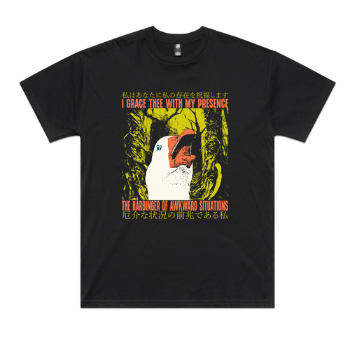 Harbinger Of Awkward Tee by Lonely Kids Club. All clothing from our T-shirts to our shorts and hoodies are ethically made, and printed packed and shipped from Sydney.