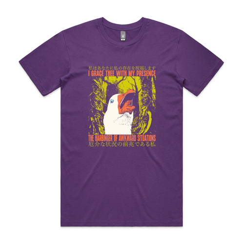 Harbinger Of Awkward Tee by Lonely Kids Club. All clothing from our T-shirts to our shorts and hoodies are ethically made, and printed packed and shipped from Sydney.