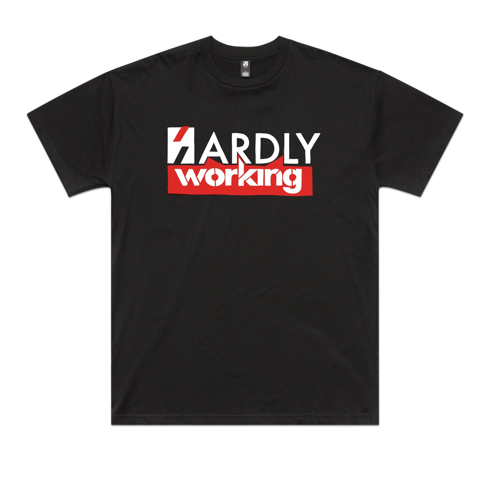 Black oversized t-shirt with Hardly Working graphic by Lonely Kids Club