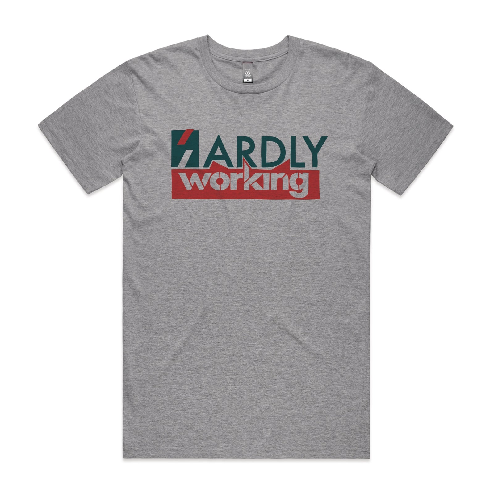 Grey Marle unisex t-shirt with Hardly Working graphic by Lonely Kids Club