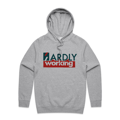 Hardly Working Hoodie by Lonely Kids Club. All clothing from our T-shirts to our shorts and hoodies are ethically made, and printed packed and shipped from Sydney.