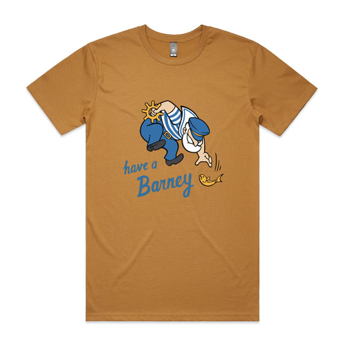 Have A Barney Tee by Lonely Kids Club. All clothing from our T-shirts to our shorts and hoodies are ethically made, and printed packed and shipped from Sydney.