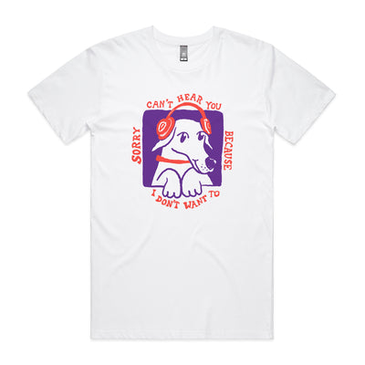 Can't Hear You Tee by Lonely Kids Club. All clothing from our T-shirts to our shorts and hoodies are ethically made, and printed packed and shipped from Sydney.