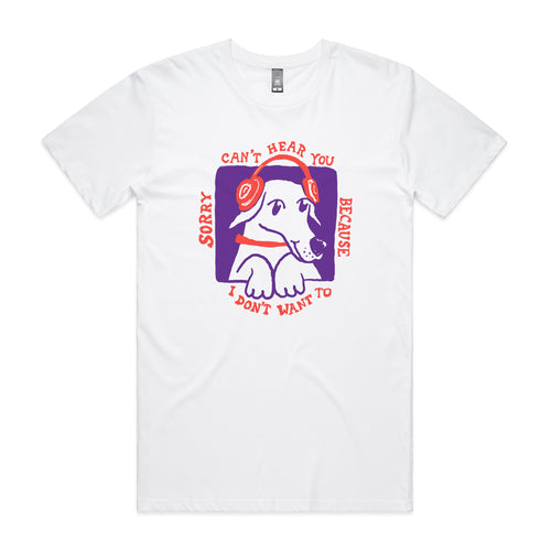 Can't Hear You Tee by Lonely Kids Club. All clothing from our T-shirts to our shorts and hoodies are ethically made, and printed packed and shipped from Sydney.