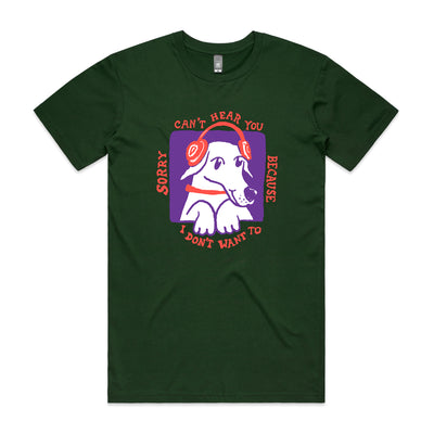 Can't Hear You Tee by Lonely Kids Club. All clothing from our T-shirts to our shorts and hoodies are ethically made, and printed packed and shipped from Sydney.