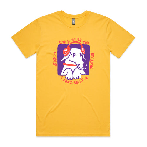 Can't Hear You Tee by Lonely Kids Club. All clothing from our T-shirts to our shorts and hoodies are ethically made, and printed packed and shipped from Sydney.