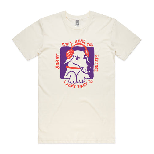 Can't Hear You Tee by Lonely Kids Club. All clothing from our T-shirts to our shorts and hoodies are ethically made, and printed packed and shipped from Sydney.