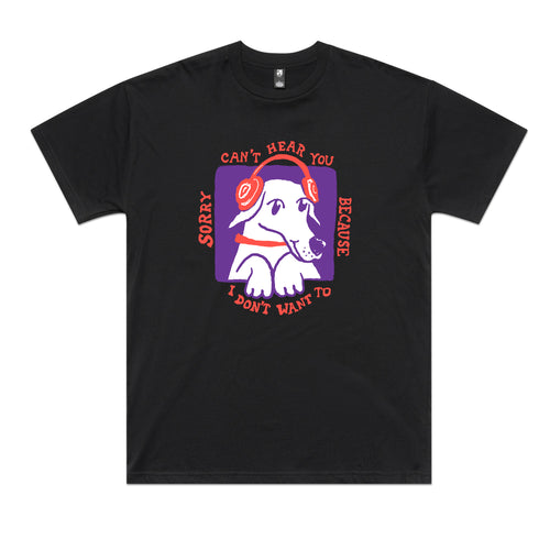 Can't Hear You Tee by Lonely Kids Club. All clothing from our T-shirts to our shorts and hoodies are ethically made, and printed packed and shipped from Sydney.