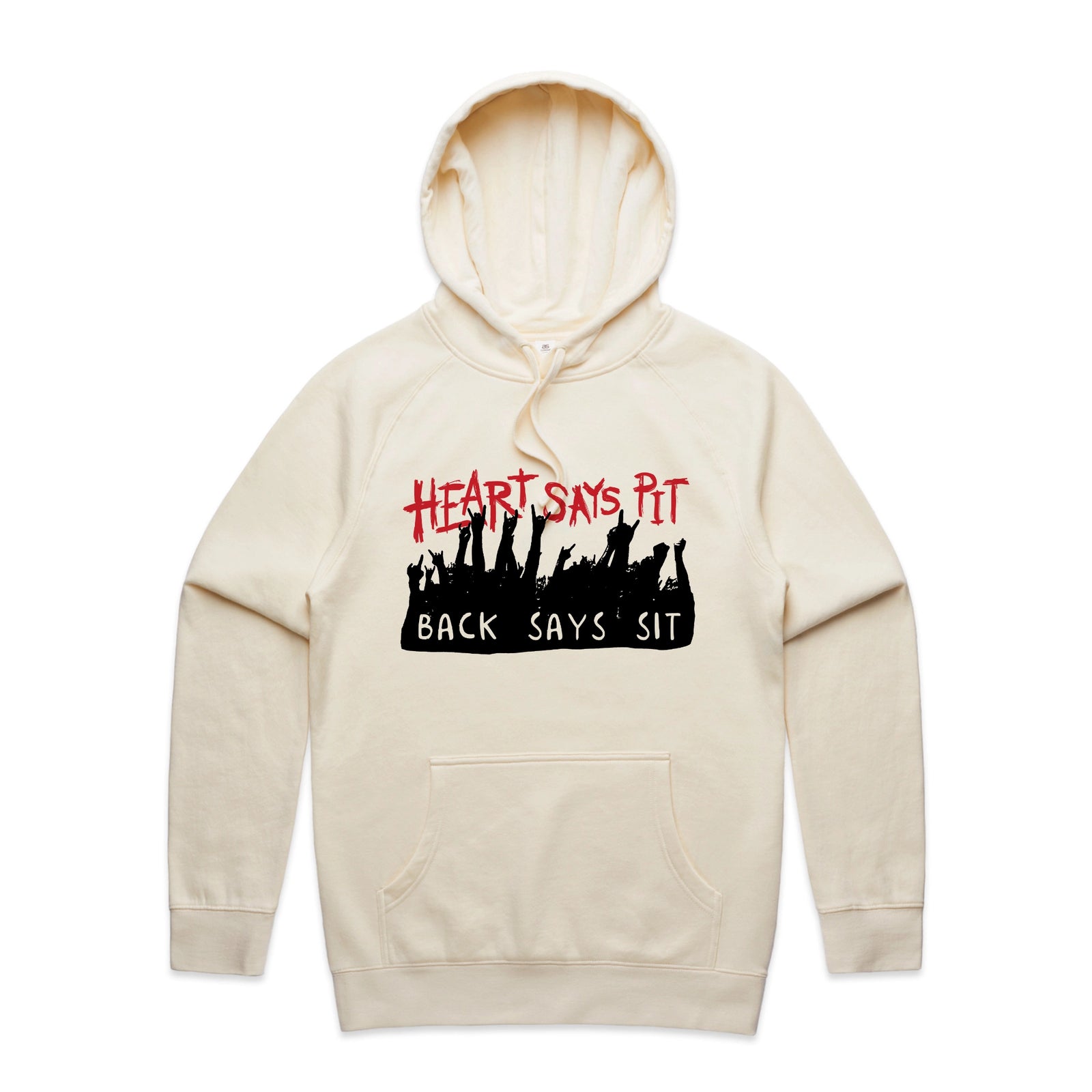 Heart Says Pit Hoodie by Lonely Kids Club. All clothing from our T-shirts to our shorts and hoodies are ethically made, and printed packed and shipped from Sydney.