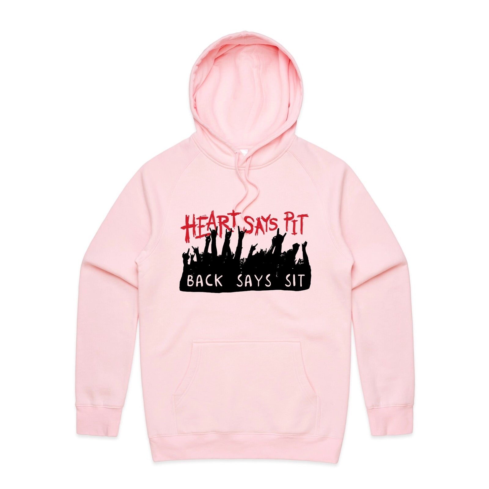 Heart Says Pit Hoodie by Lonely Kids Club. All clothing from our T-shirts to our shorts and hoodies are ethically made, and printed packed and shipped from Sydney.