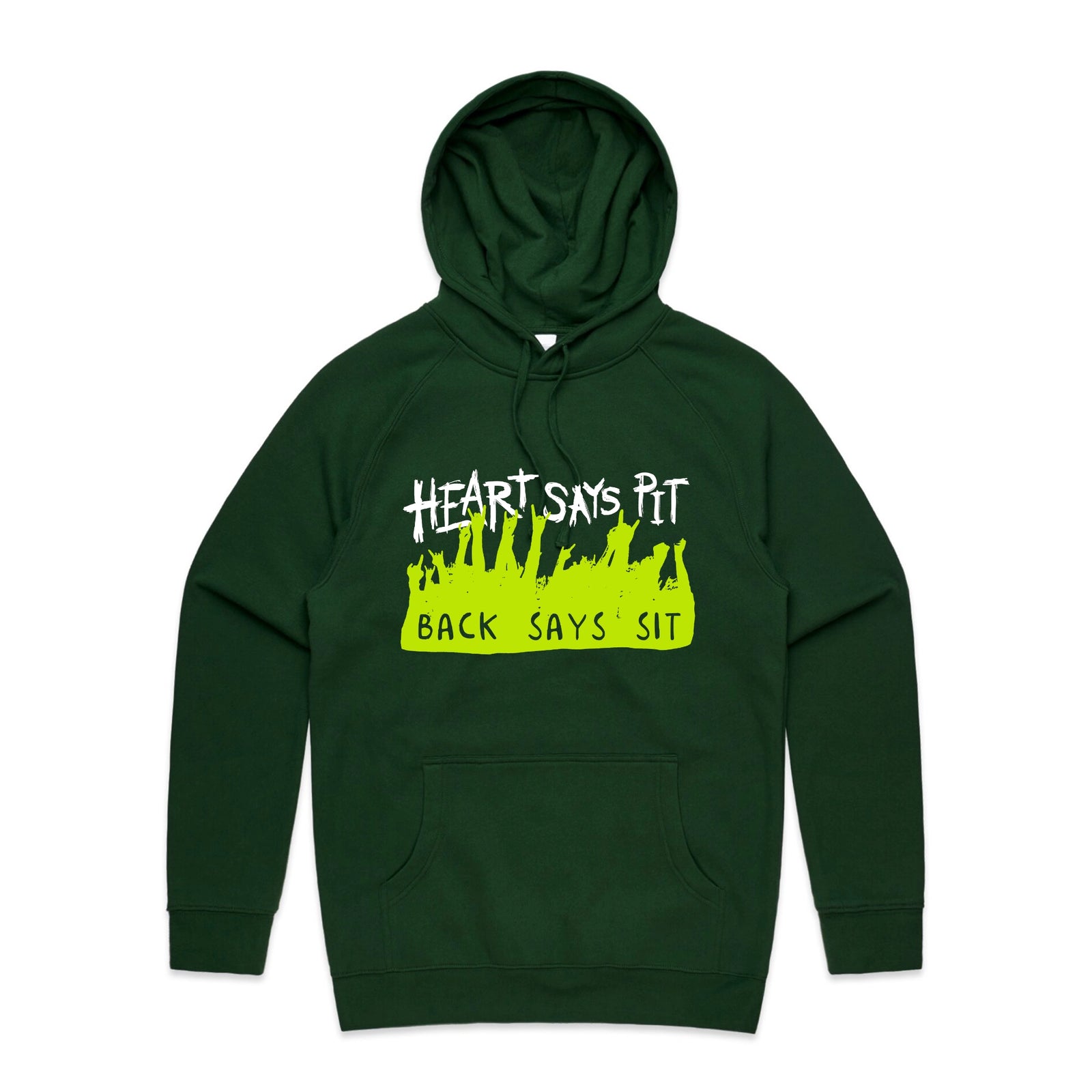 Heart Says Pit Hoodie by Lonely Kids Club. All clothing from our T-shirts to our shorts and hoodies are ethically made, and printed packed and shipped from Sydney.